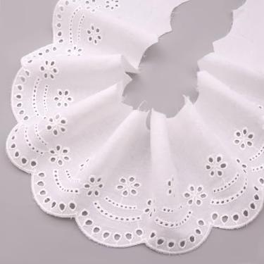 Imagem de ZNZAKKA Acabamento em renda com ilhós, acabamento em renda de algodão bordado branco para roupas, acessórios, artesanato, decoração de casa