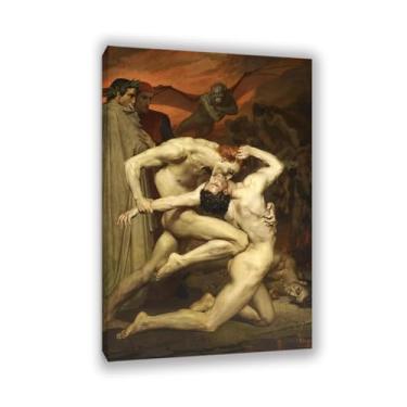 Imagem de Dante and Virgil in Hell Impressão em tela de William Adolphe Bouguereau Retro Poster Picture Room Decor for Dorm 120x80cm (47x31in) Emoldurado