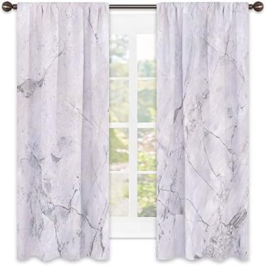 Imagem de Cortinas blecaute de mármore para quarto - Cortinas escurecidas com isolamento térmico para sala de estar, L 132 x C 239 cm
