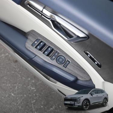 Imagem de Cnaurda Tampa do painel de interruptor de janela do carro fechadura lateral botão de controle de elevação moldura painel protetor adesivo de acabamento compatível com Kia Sportage 2023-2025 (padrão de