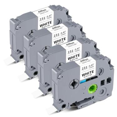 Imagem de Aililiya Pacote com 4 Tze-231 12 mm 0,47 fita branca laminada compatível com Brother TZ231 TZe-231 Ptouch Label Tape, TZ Tape Work for P Touch Label Maker PTH110 PTD220 PTD400 PTD410 PTD600 PT1280
