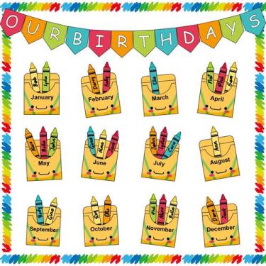 Imagem de Conjunto de quadros de avisos de aniversário de sala de aula VABAMNA c