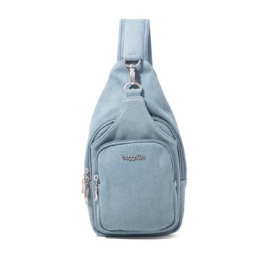 Imagem de Baggallini Central Park Sling - Bolsa tiracolo tiracolo 30 x 18 cm com alça de ombro ajustável conversível, Jeans índigo claro