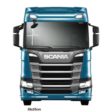 Imagem de Adesivo Fé Cruz Para-Brisa Caminhão Religioso Carreta 38X25 Branco