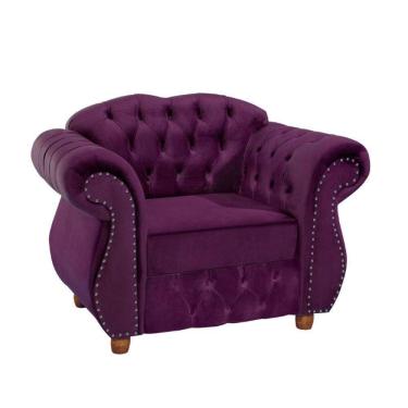 Imagem de Poltrona Chesterfield Merlô Via Encanto Veludo Uva