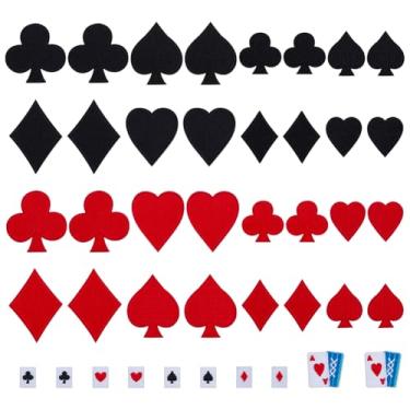 Imagem de FINGERINSPIRE 42 peças de baralho com aplique de tecido de pôquer, preto e vermelho, cubo de espadas, apliques de pôquer, feltro bordado, apliques para roupas, chapéus, calças, sapatos, cortina
