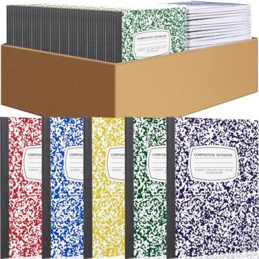 Imagem de Fainne Pacote com 60 cadernos de composição B5 a granel 19 x 24 cm, cadernos de composição pautados universitários, 50 folhas (100 páginas), capas de mármore, caderno para sala de aula, material de