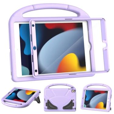 Imagem de TOEVEK Capa infantil para iPad 9ª/8ª/7ª geração, iPad 10.2 com protetor de tela integrado, capa protetora durável à prova de choque para iPad de 10,2 polegadas 2021/2020/2019, lavanda