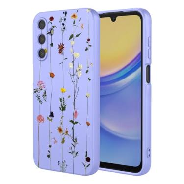 Imagem de KOARWVC Capa de telefone para Galaxy A15, capa para Samsung A15 SM-A156U SM-A155U Capa fofa com estampa de flor, fina, protetora, macia, amortecedora, capa de telefone para Samsung Galaxy A15 Purple