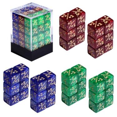 Imagem de SIXPOINTS 36Pcs 12mm MTG Counter Dice Plus 1 Life Counters +1/+1 Tokens 3 Color 6 Sided Dice Set with Case for Magic The Gathering, MTG, TCG, Card Games Accessories (MTG 12mm +/- Dice Counters#C)