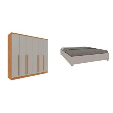 Imagem de Conjunto Guarda Roupa Casal 6 Portas 8 Gavetas Puxador Mdf Portugal E 