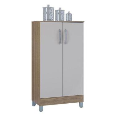 Imagem de Armário Multiuso 2 Portas Pequeno Castanho Off White - Poquema