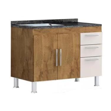 Imagem de Digo.Casa, Balcão Gabinete para Pia de Cozinha 1,20m Cor:Castanho/Branco