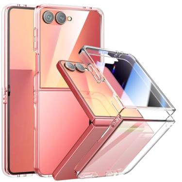 Imagem de Foluu Capa Slim Fit para Samsung Galaxy Z Flip 7, com protetor de tela frontal integrado, capa protetora traseira de policarbonato rígido para Samsung Galaxy Z Flip7 5G 2025 (transparente)