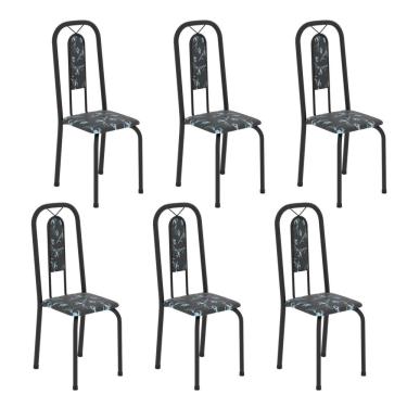 Imagem de Cadeiras para Sala de Jantar 6 Unidades Lívia Floral Preto