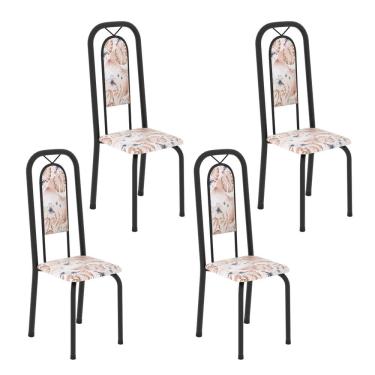 Imagem de Cadeiras para Sala de Jantar 4 Unidades Lara Botanic Bege / Preto