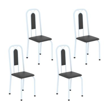 Imagem de Cadeiras para Sala de Jantar 4 Unidades Lívia Preto Liso / Branco