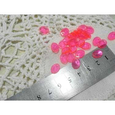 Imagem de Miçangas Plásticas Rosa Neon, Formato Lentilha, 10mm, Pacote com 25g