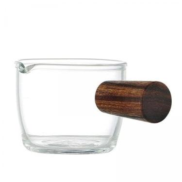 Imagem de AFXGUSD 2x Copos de Espresso 50ml Copo Medidor de Café Jarra de Vidro Transparente 5cm Cabo Anti-queimadura com Cabo de Madeira para de Frutas