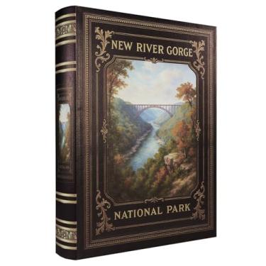 Imagem de XIAOAIKA Caixa decorativa de madeira – Caixas de livros falsas vintage com design de parque nacional, armazenamento secreto com fecho magnético, capa de couro, perfeita para estante de livros de