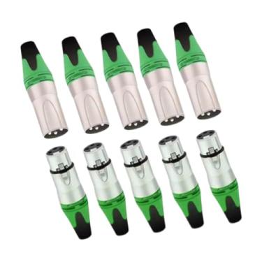 Imagem de menolana Cabo XLR Conector Soquete Áudio Macho E Fêmea 10 Peças Microfone Plugue DJ Festa Estúdio, Verde