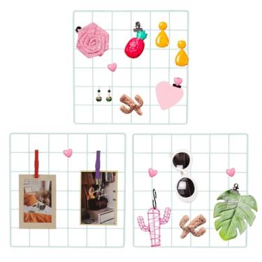 Imagem de PATIKIL Painel de grade de parede de 30,5 x 30,48 cm, pacote com 3, painel de grade de arame, placa de prateleira de metal para fotos, organizador de fotos, quadro de anotações de tela para exibição