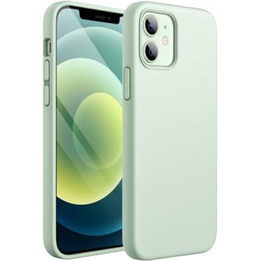 Imagem de JETech Capa de Silicone para iPhone 12/12 Pro 6,1 Polegadas, Case Protetora para Corpo Inteiro com Toque Suave e Sedoso, Capinha à Prova de Choque com Forro de Microfibra (Verde Claro)
