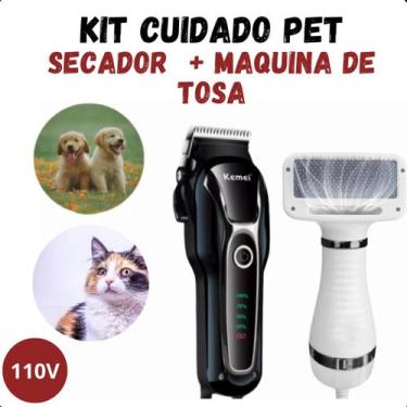 Imagem de KIT PET SHOP Máquininha Tosa KEMEI 1991 + Secador leve - FAZA