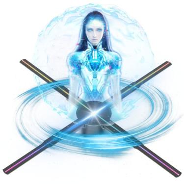 Imagem de Ventilador holográfico 3D, 66 cm, 2000 x 1536PX, de alta resolução, 768 HD, LED, projetor holográfico, suporte para aplicativo + áudio Bluetooth + Wi-Fi (65 cm)