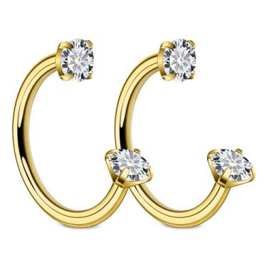 Imagem de Ftovosyo Anel de nariz em ferradura de aço cirúrgico anel de nariz sapato de cavalo anéis de narina para mulheres piercing de ferradura dupla joia piercing de narina 8 mm diâmetro interno 18G, Metal