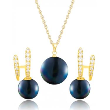 Imagem de JIEMUCHU Colar e brincos de zircão de aço inoxidável banhados a ouro para mulheres, 1.5cm*1cm, Aço inoxidável, Sem Pedra Preciosa