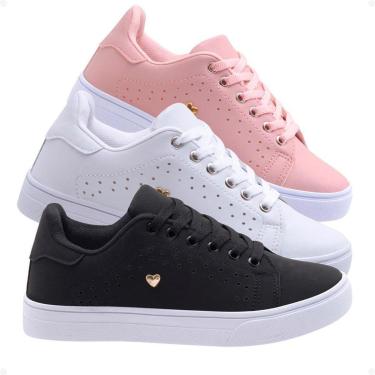 Imagem de Kit 3 Pares Tênis Casual Feminino Mulher FXB Conforto Dia a Dia Macio-Feminino
