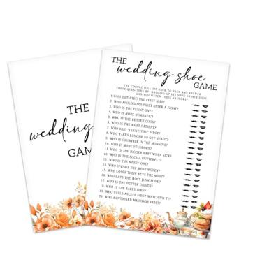Imagem de Jogos de chá de panela, cartões de jogo de chá de casamento de outono, suprimentos de decoração de festa nupcial floral de outono, jogos de despedida de solteira de noivado para 25 convidados, jogo de