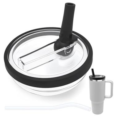 Imagem de Tampa de canudo flip compatível com Stanley Cup 1,134 g, à prova de vazamento, sem BPA, tampa de substituição adequada para copo de viagem Stanley Quencher de 1,134 g, à prova de derramamento, 1