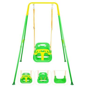 Imagem de 3-in-1 Toddler Swing Set, Baby Swing with Stand for Outdoor Indoor Play, Foldable Baby Swing, Easy to Assemble and Store for Aged 6 Months to 10 Years Old (Green)