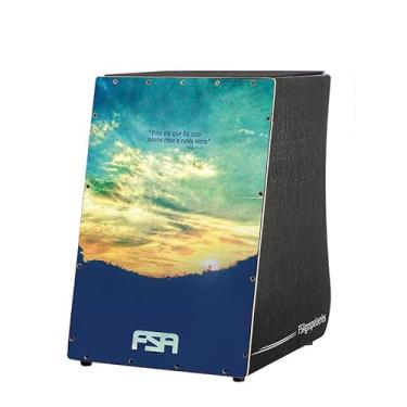 Imagem de Cajon FSA Instrumento de Percussão Profissional Feito à Mão - Graves Profundos, Som de Caixa Nítido, Madeira Brasileira, Design Ergonômico de Inclinação FG1523 CEU E TERRA