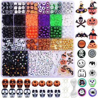 Imagem de Berloques de contas de argila de polímero de Halloween, colar e pulseira da amizade, kit de fabricação de joias, acessórios para artesanato, faça você mesmo, presentes de aniversário para mulheres e