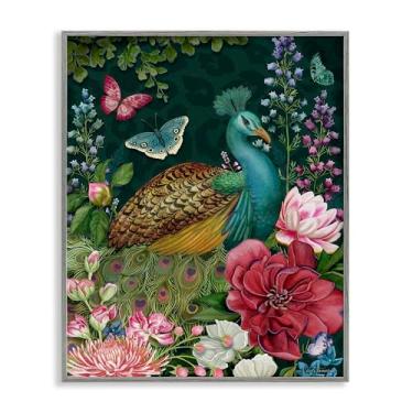 Imagem de Stupell Industries Design de arte giclée emoldurado cinza pavão de jardim selvagem por Nicole Tamarin, 76 x 61 cm