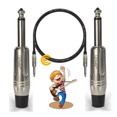 Imagem de Kit 05 Cabos Profissional Para intrumento Musical P10 x P10 5Mts Som e