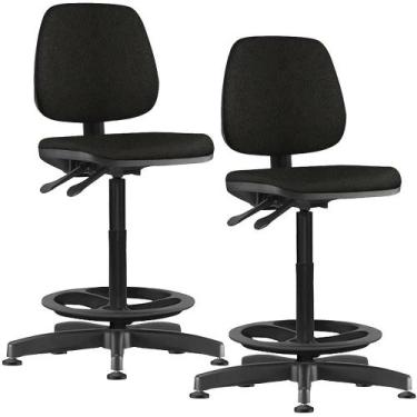 Imagem de Kit 02 Cadeiras Caixa Alta Giratória Job Corano Preto - Lyam Decor
