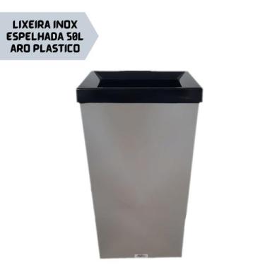 Imagem de Lixeira Retangular Aro Plástico Sem Tampa 50 Litros - Aldinox