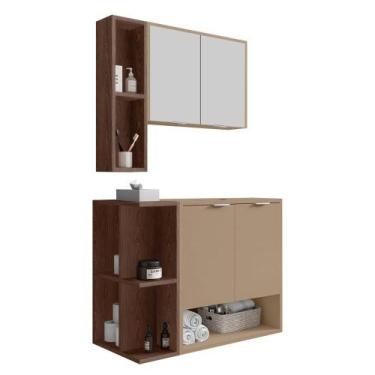 Imagem de Gabinete Banheiro Ibiza 2 Portas Armario 2 Portas Espelheira - Loja Do