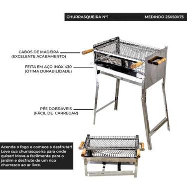 Imagem de churraqueira dobravel  inox com grelha 25x50cm - CDLA INOX