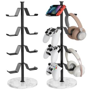 Imagem de Gypie Suporte de controle com base de mármore, suporte de controle de 4 camadas com organizador de cabos para todos os controles Switch Pro, preto