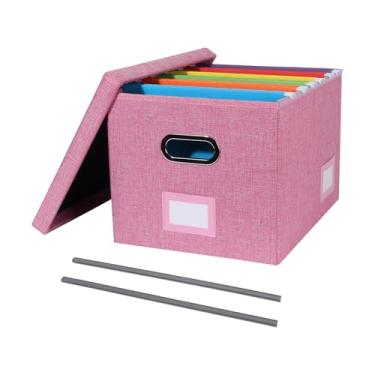 Imagem de Tcbelosion Caixa organizadora de arquivos portátil com tampa, armazenamento de documentos de escritório com compartimentos para várias etiquetas, serve para arquivos de tamanho carta/ofício, leve e