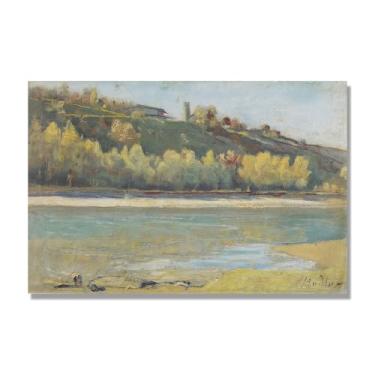 Imagem de Pinturas a óleo famosas, (paisagem 30) por Ferdinand Hodler, reprodução impressa em tela, arte de cenário para decoração de sala de estar. Tela somente 40 x 60 cm - 15,8 x 23,7 pol