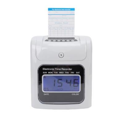 Imagem de Fafeicy Relógio Eletrônico de Punção de Tempo, Relógio de Tempo do Funcionário, para Pequenas Empresas Com Proteção de Senha de Impressão de Cor Dupla Rastreamento Preciso de (Plugue nos EUA)