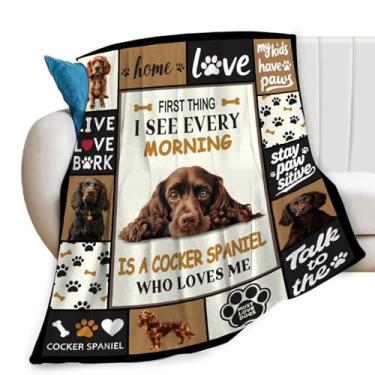 Imagem de Lovira Cocker Spaniel Cobertor com estampa de cachorro cobertores presentes para sofá, cama, decoração leve, macia, aconchegante, de flanela para amantes, homens e mulheres, 101,6 x 127 cm