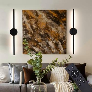 Imagem de 38°GARDEN Arandelas de parede pretas operadas por bateria, conjunto de luzes de parede recarregáveis sem fio de 5,78 cm com controle remoto, lâmpadas de parede LED reguláveis com rotação de 360°