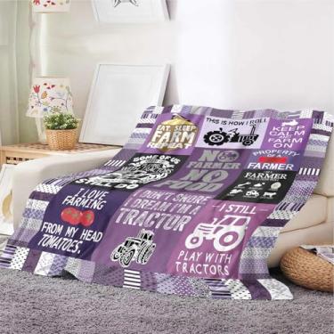 Imagem de Cobertor engraçado de fazendeiro – Cobertor de lã I Love Farming, presente de trator para homens, mulheres, meninos e meninas, Eat Sleep Farm Repeat, sem agricultor, sem comida, decoração de vida na